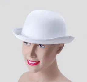 White Bowler Hat Satin Finish