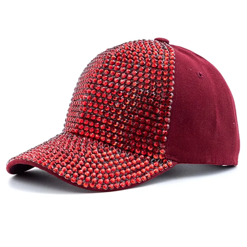 Women Diamond Inlay Cap Simple Plain Baseball Cap Female Adjustable Casual Outdoor Streetwear Fashion Hat