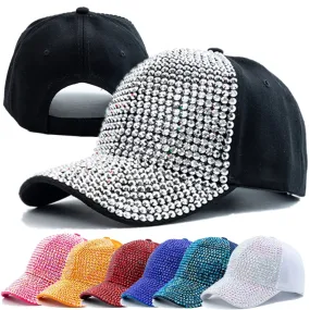 Women Diamond Inlay Cap Simple Plain Baseball Cap Female Adjustable Casual Outdoor Streetwear Fashion Hat