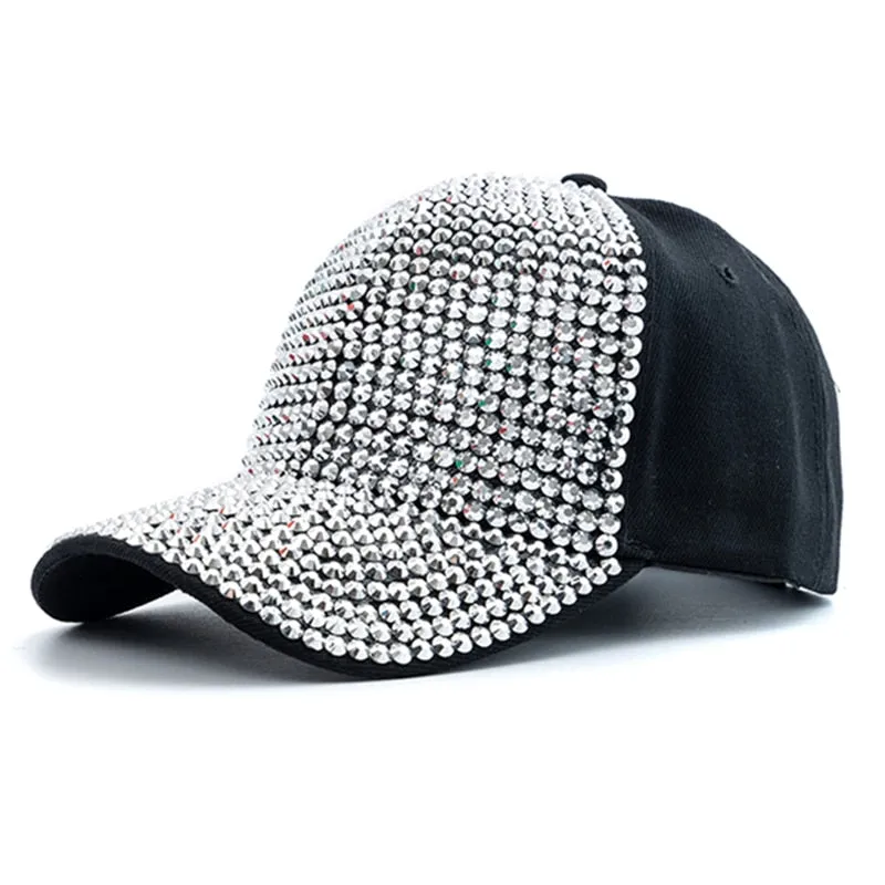 Women Diamond Inlay Cap Simple Plain Baseball Cap Female Adjustable Casual Outdoor Streetwear Fashion Hat