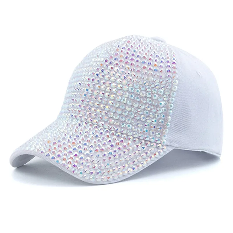 Women Diamond Inlay Cap Simple Plain Baseball Cap Female Adjustable Casual Outdoor Streetwear Fashion Hat