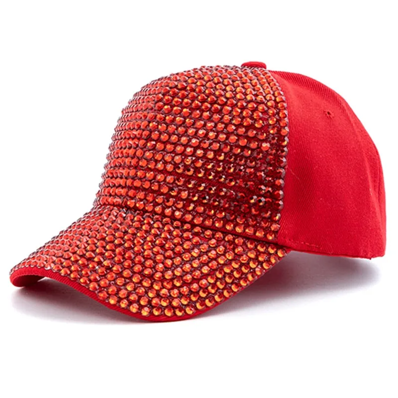 Women Diamond Inlay Cap Simple Plain Baseball Cap Female Adjustable Casual Outdoor Streetwear Fashion Hat