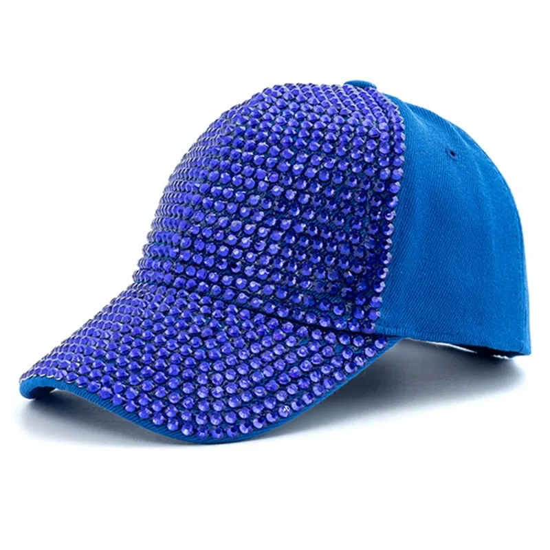 Women Diamond Inlay Cap Simple Plain Baseball Cap Female Adjustable Casual Outdoor Streetwear Fashion Hat