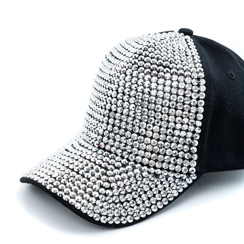 Women Diamond Inlay Cap Simple Plain Baseball Cap Female Adjustable Casual Outdoor Streetwear Fashion Hat
