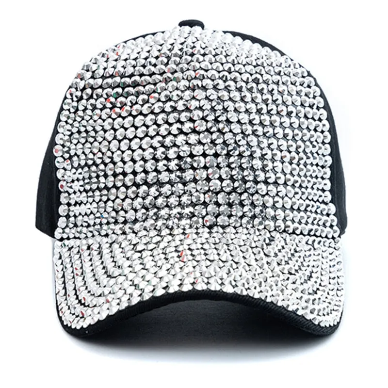 Women Diamond Inlay Cap Simple Plain Baseball Cap Female Adjustable Casual Outdoor Streetwear Fashion Hat