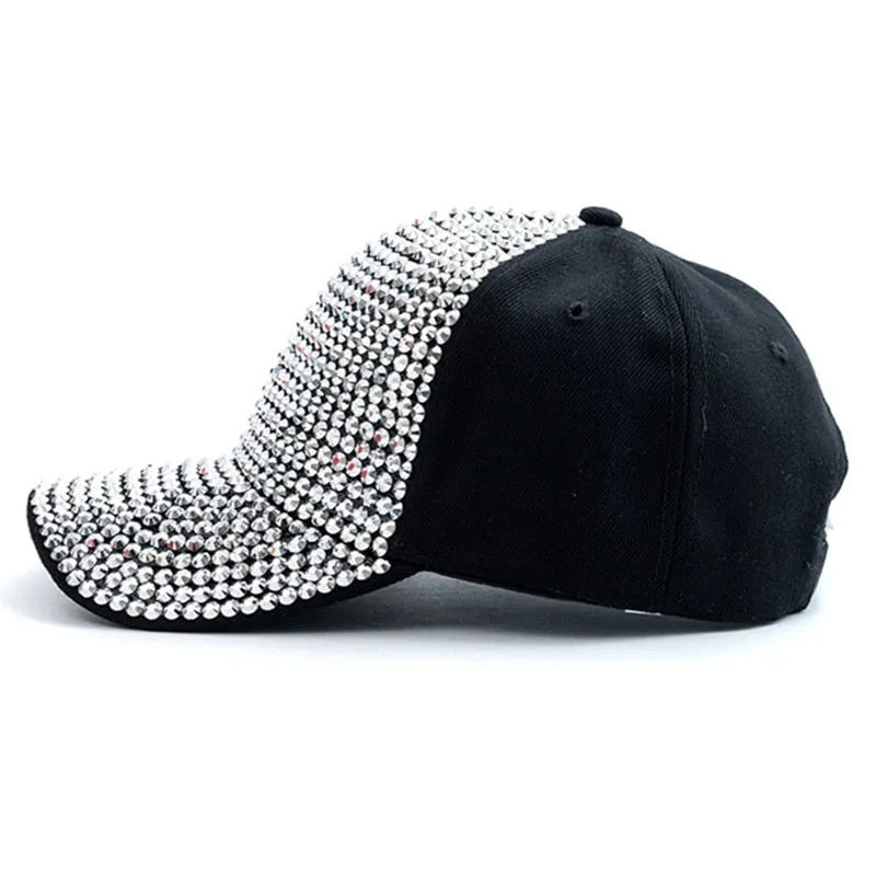 Women Diamond Inlay Cap Simple Plain Baseball Cap Female Adjustable Casual Outdoor Streetwear Fashion Hat