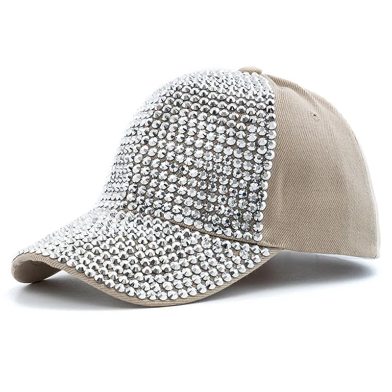 Women Diamond Inlay Cap Simple Plain Baseball Cap Female Adjustable Casual Outdoor Streetwear Fashion Hat