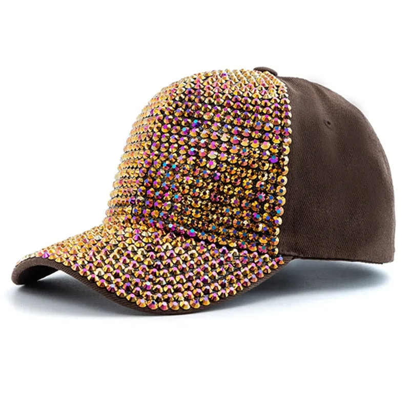 Women Diamond Inlay Cap Simple Plain Baseball Cap Female Adjustable Casual Outdoor Streetwear Fashion Hat