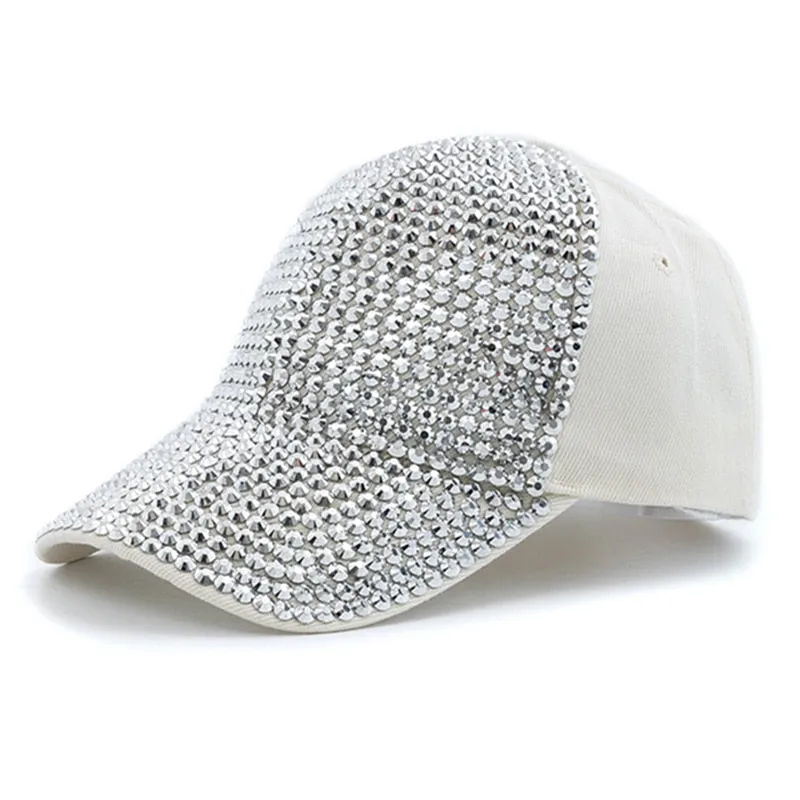 Women Diamond Inlay Cap Simple Plain Baseball Cap Female Adjustable Casual Outdoor Streetwear Fashion Hat