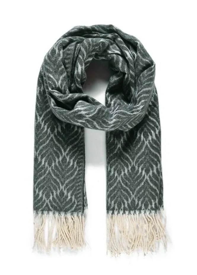 Womens Jacquard Woven Blanket Black Scarf