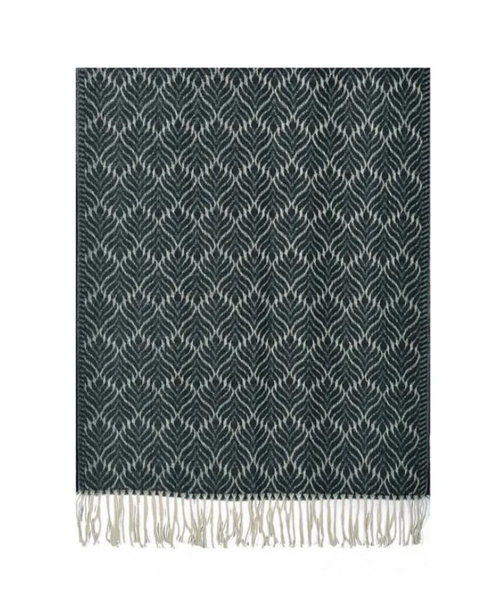 Womens Jacquard Woven Blanket Black Scarf
