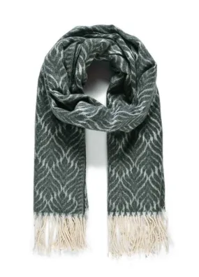 Womens Jacquard Woven Blanket Black Scarf