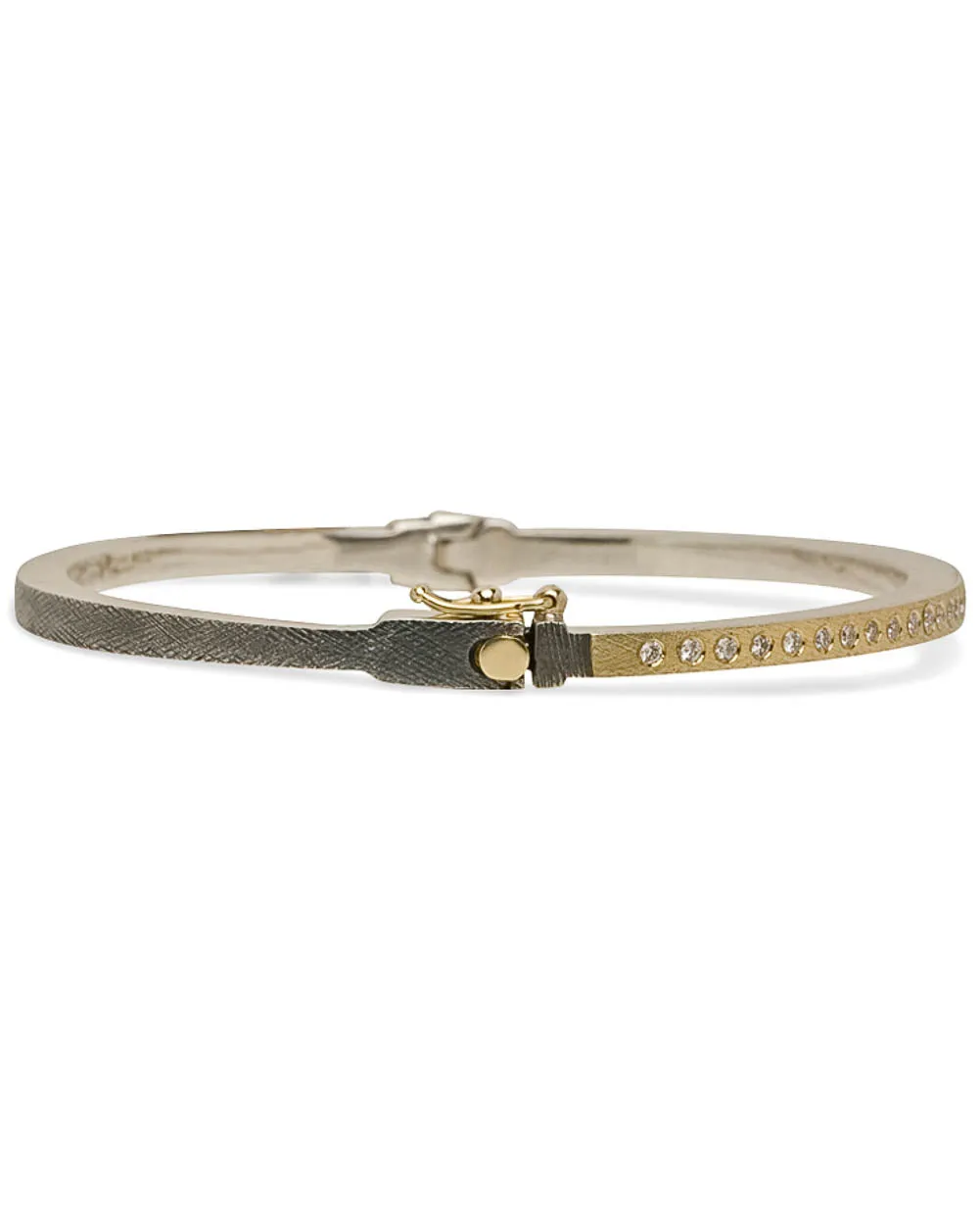 Yellow Gold Diamond Line Bangle Bracelet