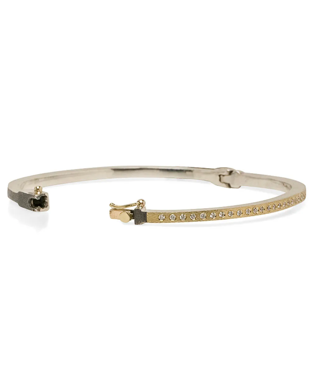Yellow Gold Diamond Line Bangle Bracelet