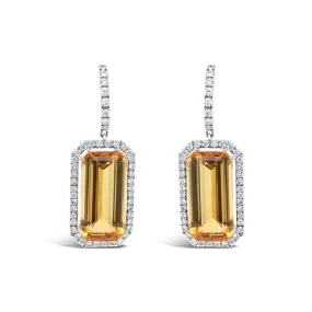 Yellow Topaz & Diamond Dangle Earrings