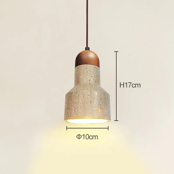 Yellow travertine Japanese-style wabi-sabi bedroom bedside pendant light designer retro restaurant aisle pendant lamp