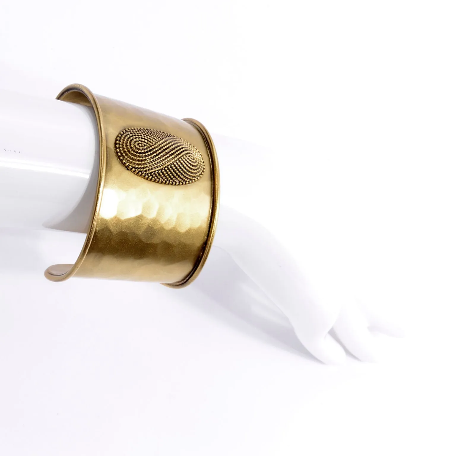Yves Saint Laurent Vintage Hammered Gold Cuff Bracelet YSL