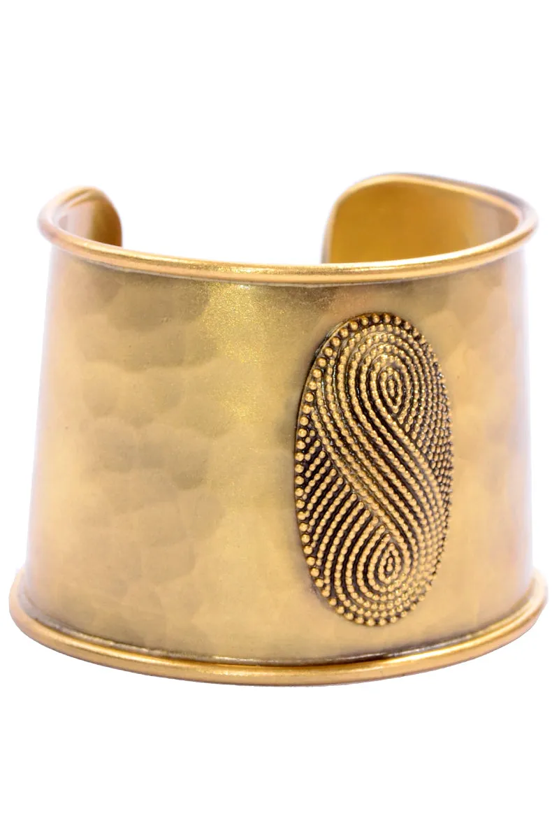 Yves Saint Laurent Vintage Hammered Gold Cuff Bracelet YSL