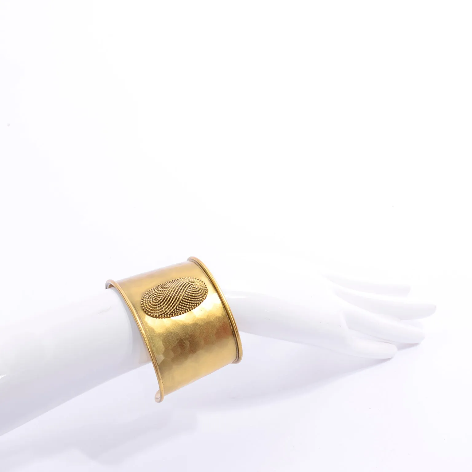 Yves Saint Laurent Vintage Hammered Gold Cuff Bracelet YSL