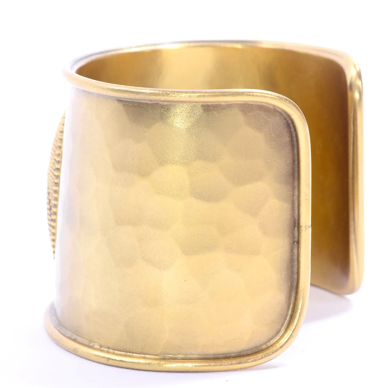 Yves Saint Laurent Vintage Hammered Gold Cuff Bracelet YSL