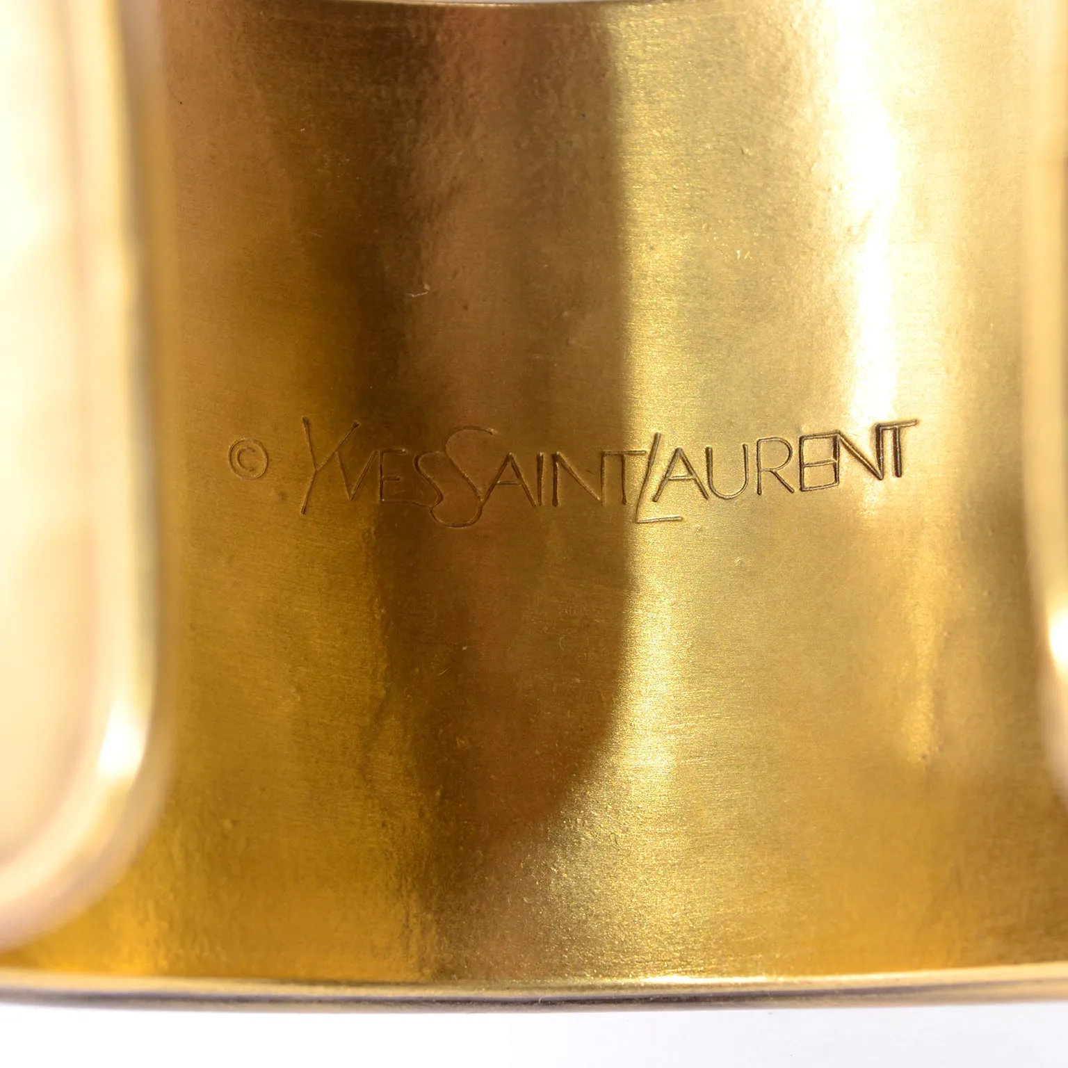Yves Saint Laurent Vintage Hammered Gold Cuff Bracelet YSL