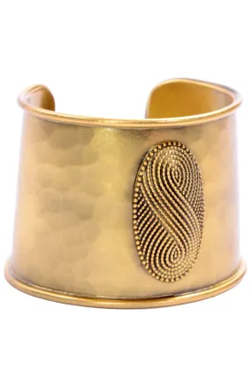Yves Saint Laurent Vintage Hammered Gold Cuff Bracelet YSL