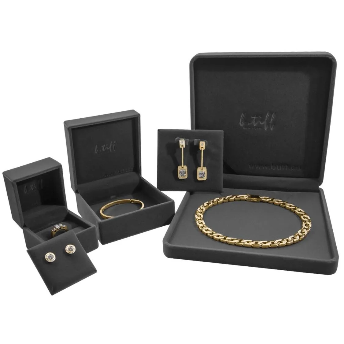 Z902 B.Tiff Velvet Medium Bangle & Earrings Box