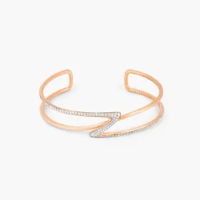 ZAHA HADID DESIGN Apex bangle in rose gold plated sterling silver with white diamonds