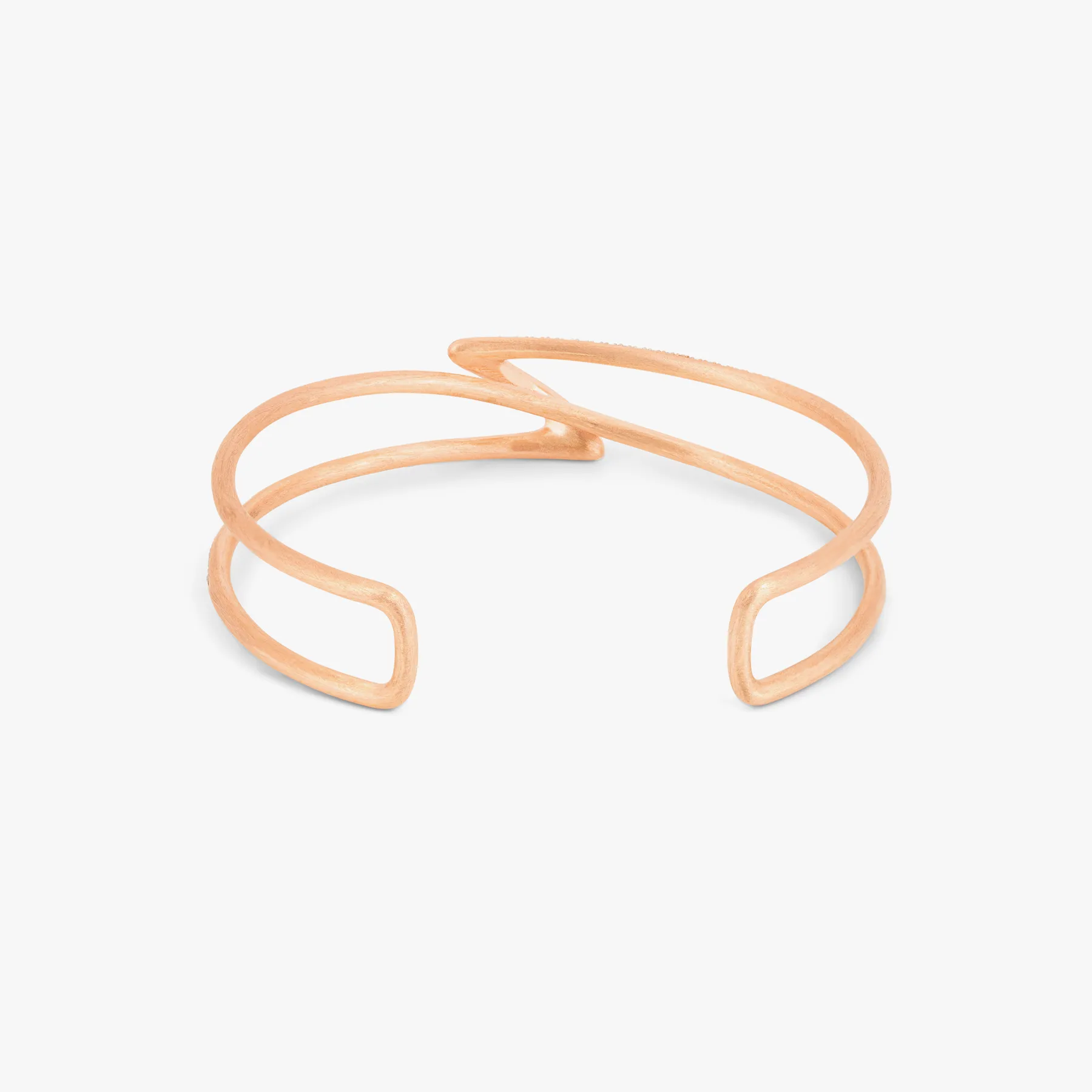 ZAHA HADID DESIGN Apex bangle in rose gold plated sterling silver with white diamonds