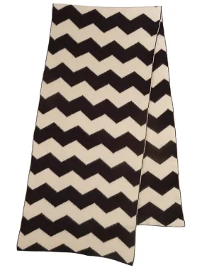 Zigzag Brushed Blanket Scarf Black & Oatmeal